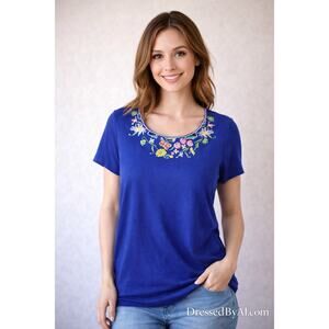 Adrian Delafield Womens Embroidered Cotton blend Approx sz Med Boho Cottagecore